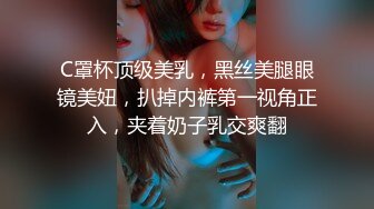 C罩杯顶级美乳，黑丝美腿眼镜美妞，扒掉内裤第一视角正入，夹着奶子乳交爽翻