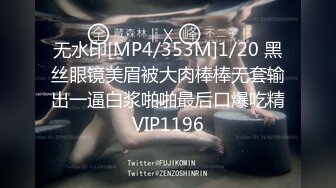 无水印[MP4/353M]1/20 黑丝眼镜美眉被大肉棒棒无套输出一逼白浆啪啪最后口爆吃精VIP1196